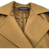 ルイ・ヴィトン LOUIS VUITTON レザートリムベルテッドラップコート ブラウン ウール レディース その他アウター