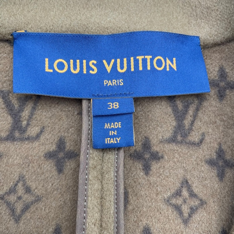 ルイ・ヴィトン LOUIS VUITTON レザートリムベルテッドラップコート ブラウン ウール レディース その他アウター