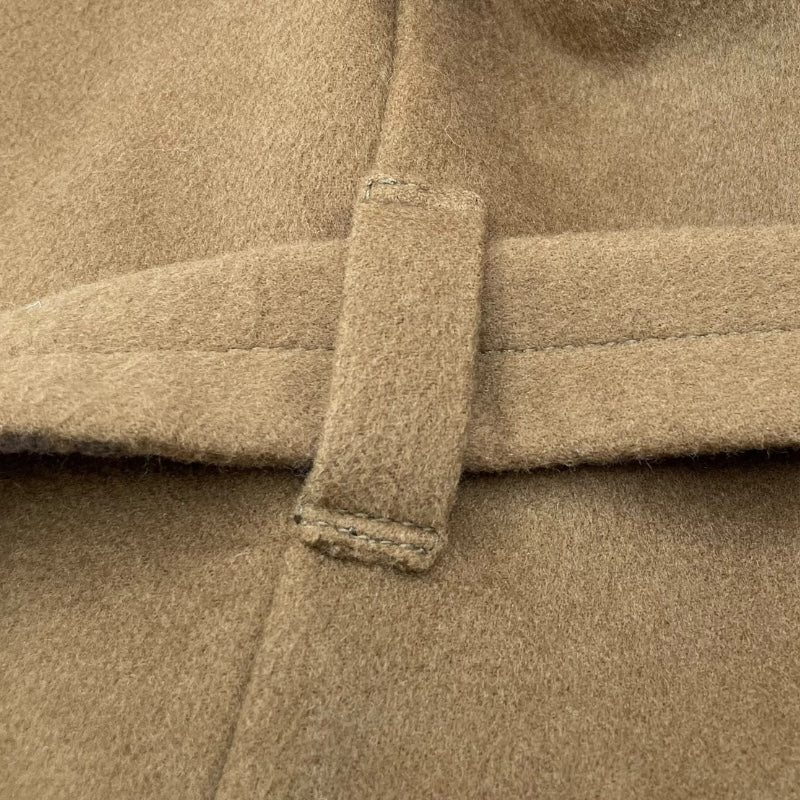 ルイ・ヴィトン LOUIS VUITTON レザートリムベルテッドラップコート ブラウン ウール レディース その他アウター