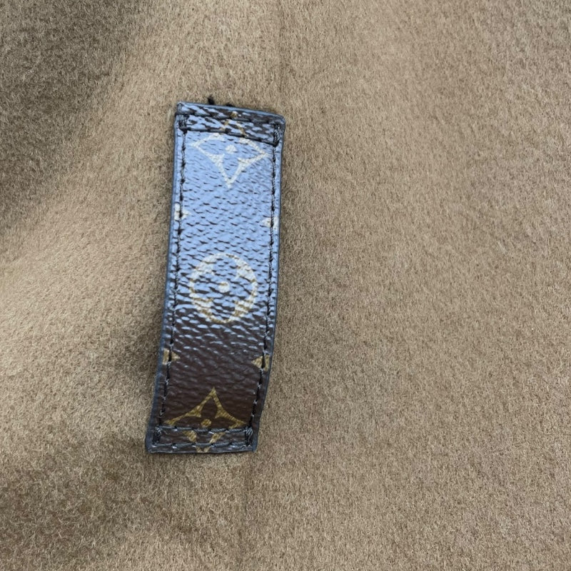 ルイ・ヴィトン LOUIS VUITTON レザートリムベルテッドラップコート ブラウン ウール レディース その他アウター