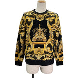 ヴェルサーチ VERSACE FENDACE 総柄スウェットシャツ FY0178 イエロー コットン メンズ スウェット