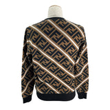 フェンディ FENDI FF総柄スウェットシャツ FY0944 カーキ×ブラック コットン メンズ スウェット