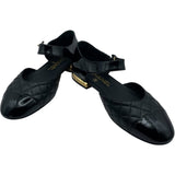 シャネル CHANEL ターンロック金具キルティングフラットパンプス G38441 ブラック レザー レディース パンプス