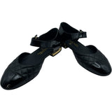 シャネル CHANEL ターンロック金具キルティングフラットパンプス G38441 ブラック レザー レディース パンプス