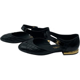 シャネル CHANEL ターンロック金具キルティングフラットパンプス G38441 ブラック レザー レディース パンプス