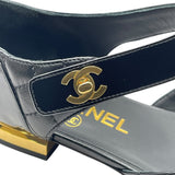 シャネル CHANEL ターンロック金具キルティングフラットパンプス G38441 ブラック レザー レディース パンプス