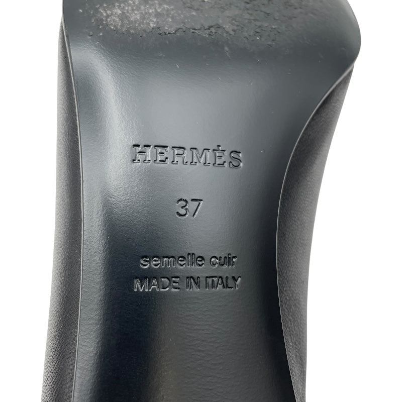 エルメス HERMES グロリアス40 ヒールローファー 231167Z ブラック レザー レディース ローファー