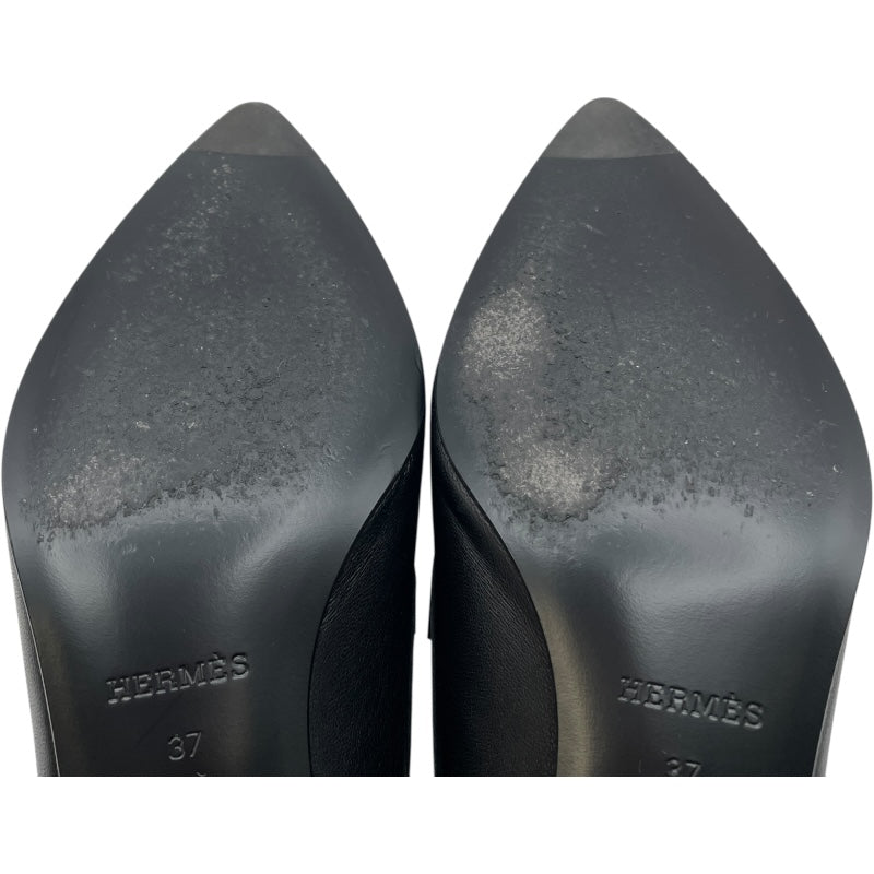 エルメス HERMES グロリアス40 ヒールローファー 231167Z ブラック レザー レディース ローファー