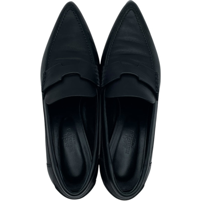 エルメス HERMES グロリアス40 ヒールローファー 231167Z ブラック レザー レディース ローファー