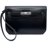エルメス HERMES ケリー・デベッシュクラッチ W刻印　(2024年製) ブラック　シルバー金具 ボックスカーフ レディース ハンドバッグ