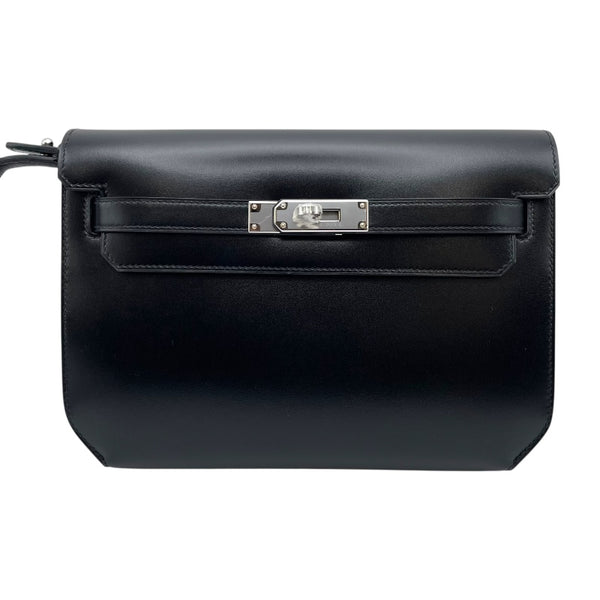 エルメス HERMES ケリー・デベッシュクラッチ W刻印　(2024年製) ブラック　シルバー金具 ボックスカーフ レディース ハンドバッグ