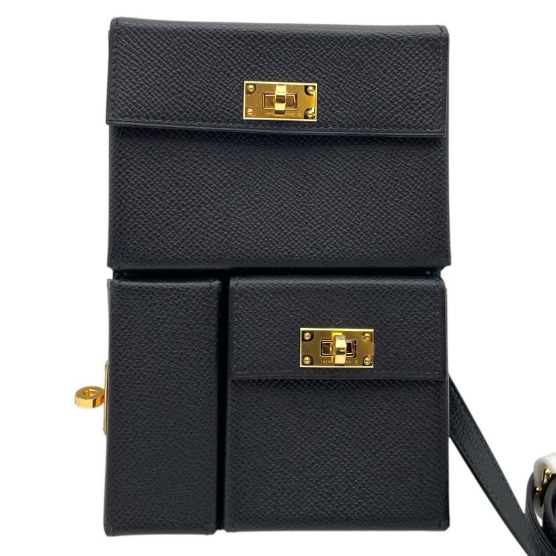 エルメス HERMES ケリー マルチポケット トゥーゴー W刻 ブラック GD金具 エプソン レディース ショルダーバッグ