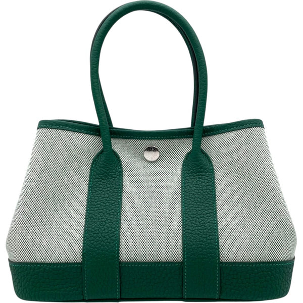 エルメス HERMES ネオガーデン23 K刻 グリーン SV金具 トワル レディース ハンドバッグ