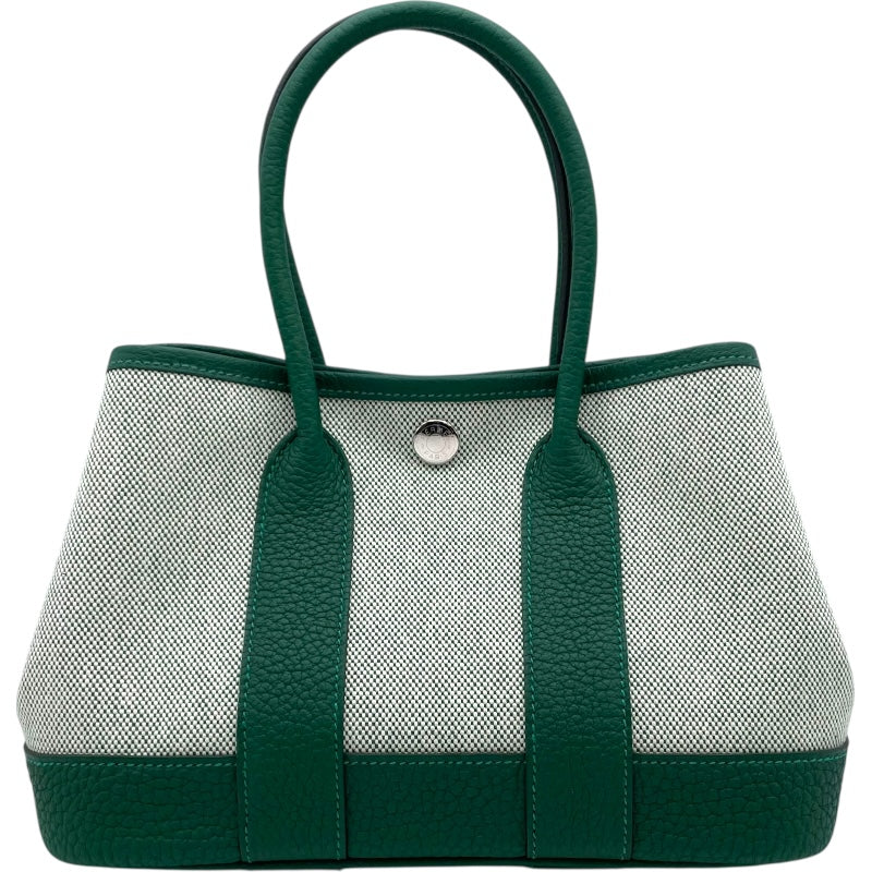 エルメス HERMES ネオガーデン23 K刻 グリーン SV金具 トワル レディース ハンドバッグ