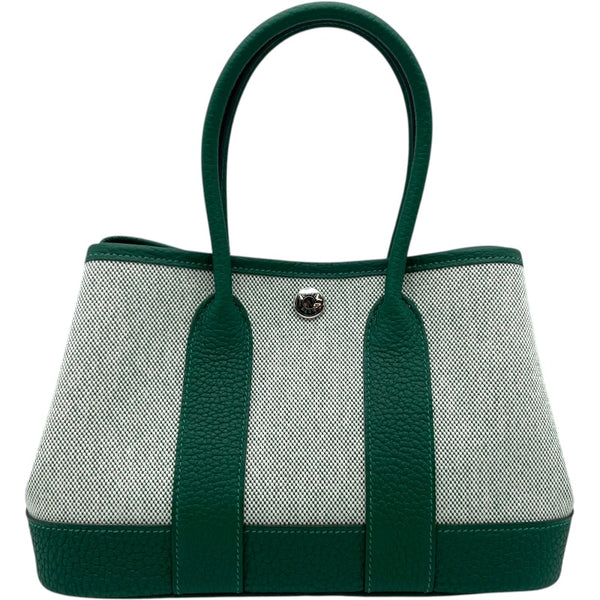 エルメス HERMES ネオガーデン23 K刻 グリーン SV金具 トワル レディース ハンドバッグ