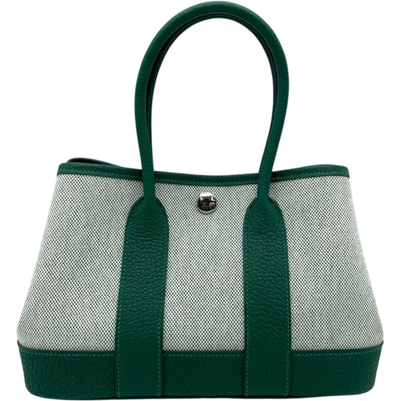 エルメス HERMES ネオガーデン23 K刻 グリーン SV金具 トワル レディース ハンドバッグ