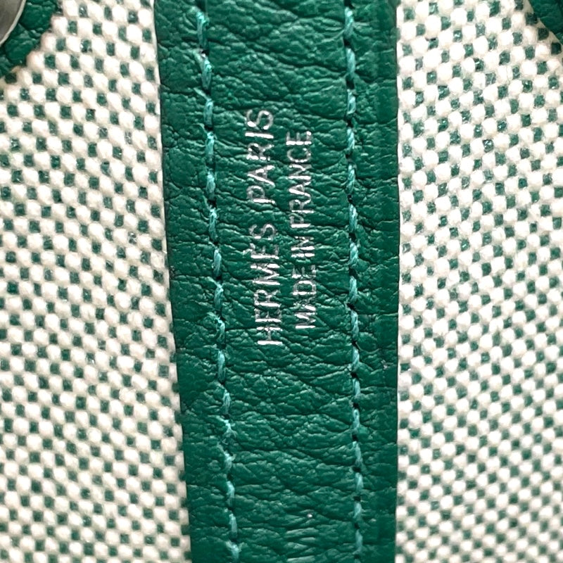 エルメス HERMES ネオガーデン23 K刻 グリーン SV金具 トワル レディース ハンドバッグ