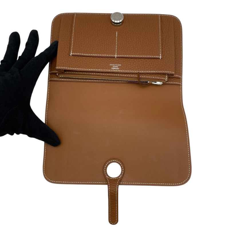 エルメス HERMES ドゴンGM W刻 ゴールド SV金具 トゴ ユニセックス 長財布