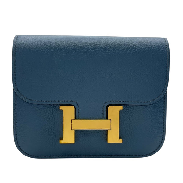 【美品】HERMES　エルメス　ブルー　モノグラム柄015 エルメス HERMES コンスタンススリム B刻 ブルードプリュス エバー