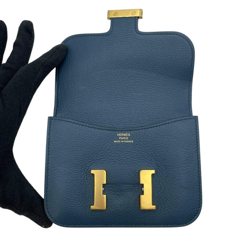 エルメス HERMES コンスタンススリム B刻 ブルードプリュス エバーカラー レディース ポーチ