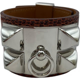 エルメス HERMES コリエ・ド・シアン Sサイズ X刻印 ボルドー SV金具 リザード レディース バングル