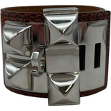 エルメス HERMES コリエ・ド・シアン Sサイズ X刻印 ボルドー SV金具 リザード レディース バングル