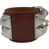 エルメス HERMES コリエ・ド・シアン Sサイズ X刻印 ボルドー SV金具 リザード レディース バングル