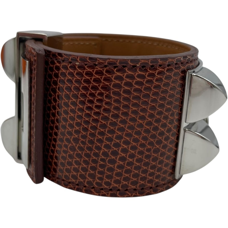 エルメス HERMES コリエ・ド・シアン Sサイズ X刻印 ボルドー SV金具 リザード レディース バングル