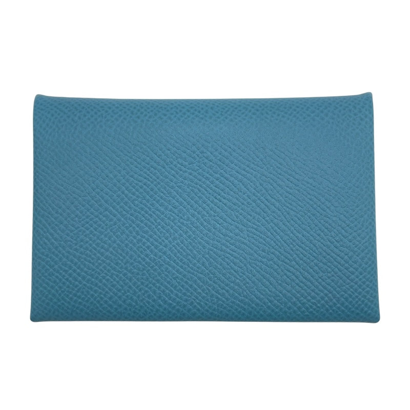 エルメス HERMES カルヴィ □P刻 ブルージーン SV金具 エプソン ユニセックス カードケース