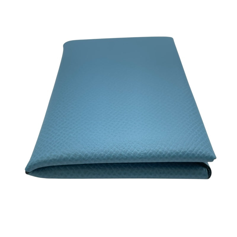 エルメス HERMES カルヴィ □P刻 ブルージーン SV金具 エプソン ユニセックス カードケース