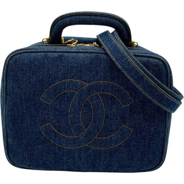 シャネル CHANEL ココマーク バニティ ブルー GD金具 デニム
