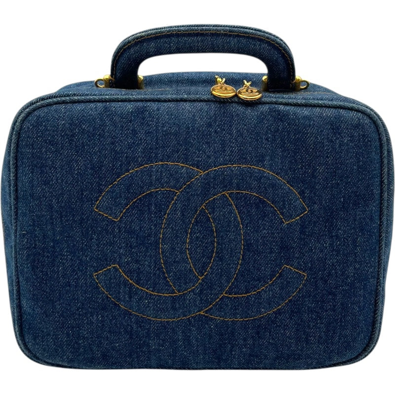 シャネル CHANEL ココマーク バニティ ブルー GD金具 デニム レディース ショルダーバッグ