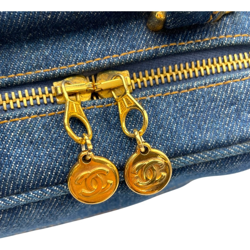 シャネル CHANEL ココマーク バニティ ブルー GD金具 デニム レディース ショルダーバッグ