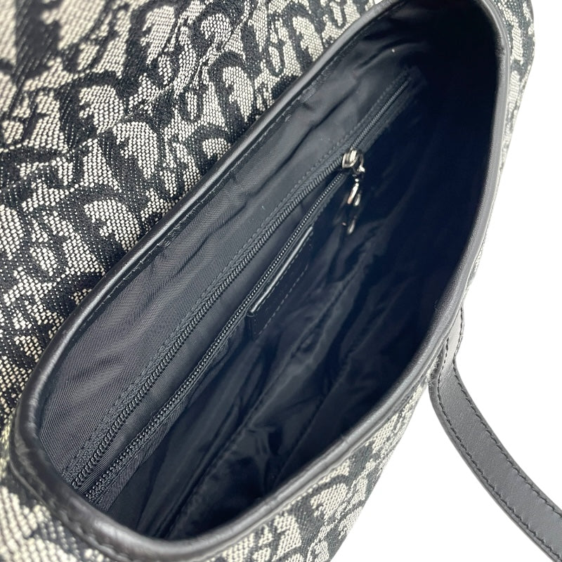 クリスチャン・ディオール Christian Dior トロッターサドルバッグ ブラック SV金具 キャンバス レディース ハンドバッグ
