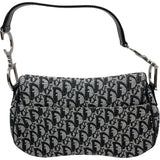 クリスチャン・ディオール Christian Dior トロッターサドルバッグ ブラック SV金具 キャンバス レディース ハンドバッグ