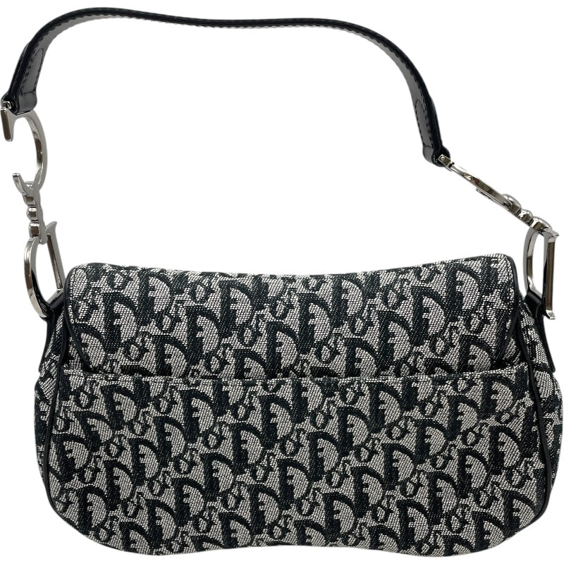 クリスチャン・ディオール Christian Dior トロッターサドルバッグ ブラック SV金具 キャンバス レディース ハンドバッグ