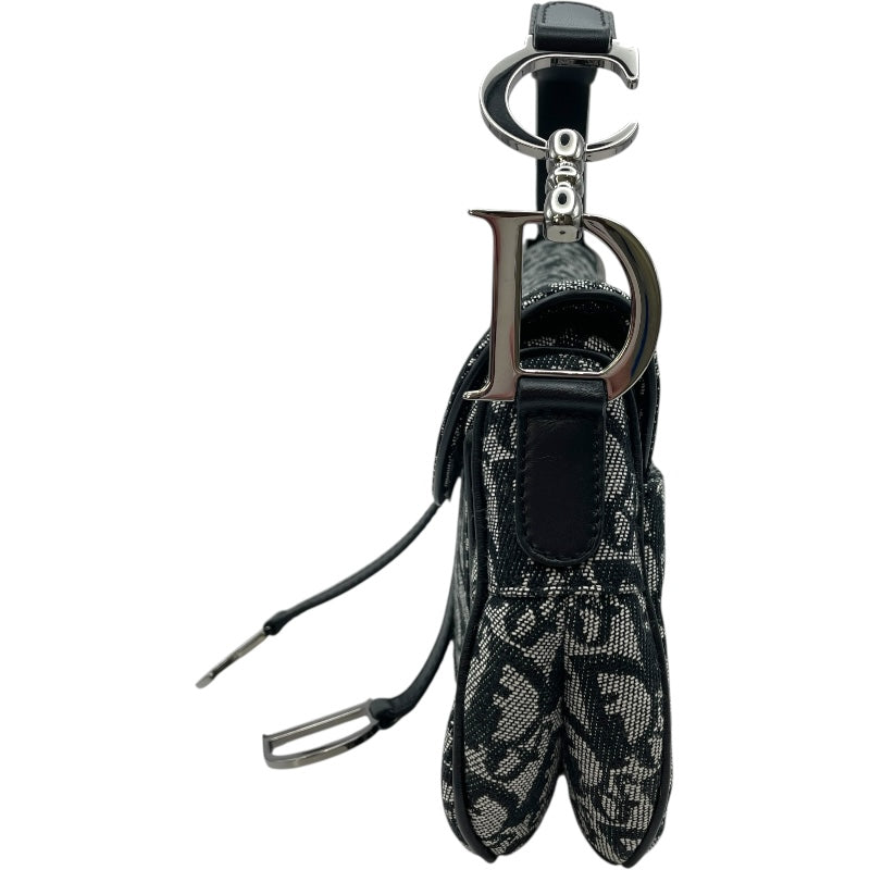 クリスチャン・ディオール Christian Dior トロッターサドルバッグ ブラック SV金具 キャンバス レディース ハンドバッグ