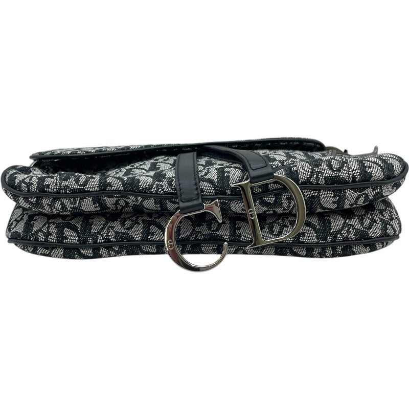 クリスチャン・ディオール Christian Dior トロッターサドルバッグ ブラック SV金具 キャンバス レディース ハンドバッグ