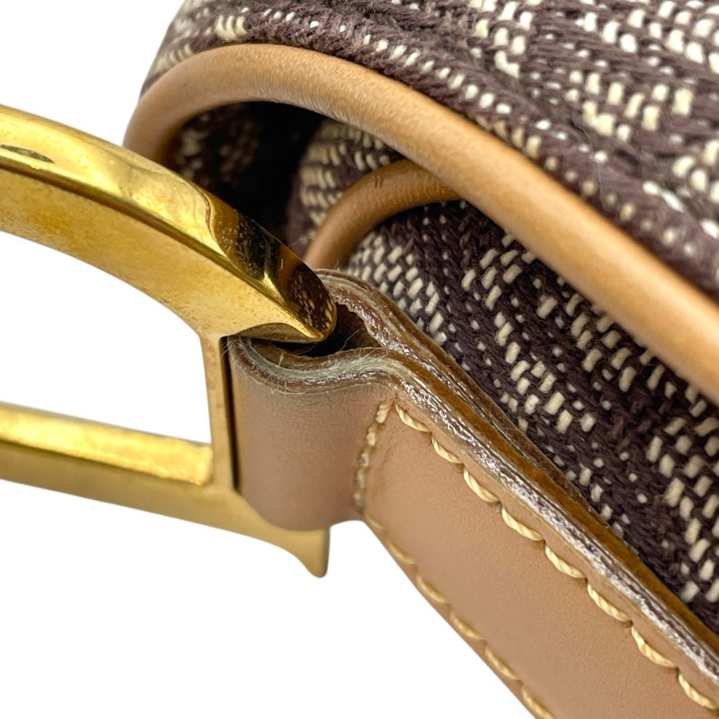 クリスチャン・ディオール Christian Dior トロッターサドルバッグ ブラウン GD金具 キャンバス レディース ハンドバッグ
