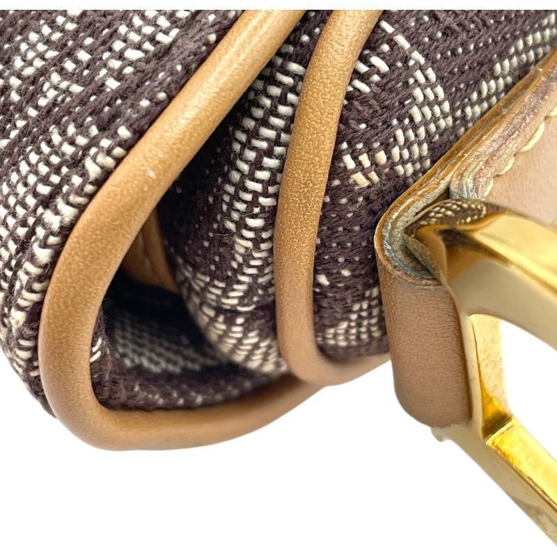 クリスチャン・ディオール Christian Dior トロッターサドルバッグ ブラウン GD金具 キャンバス レディース ハンドバッグ
