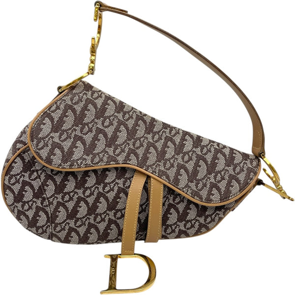 クリスチャン・ディオール Christian Dior トロッターサドルバッグ ブラウン GD金具 キャンバス レディース ハンドバッグ