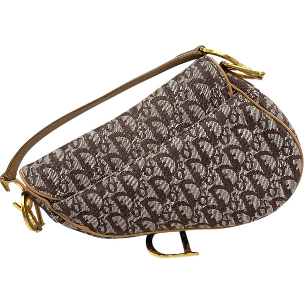 クリスチャン・ディオール Christian Dior トロッターサドルバッグ ブラウン GD金具 キャンバス レディース ハンドバッグ