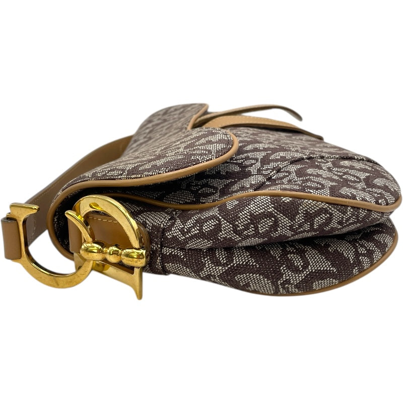 クリスチャン・ディオール Christian Dior トロッターサドルバッグ ブラウン GD金具 キャンバス レディース ハンドバッグ
