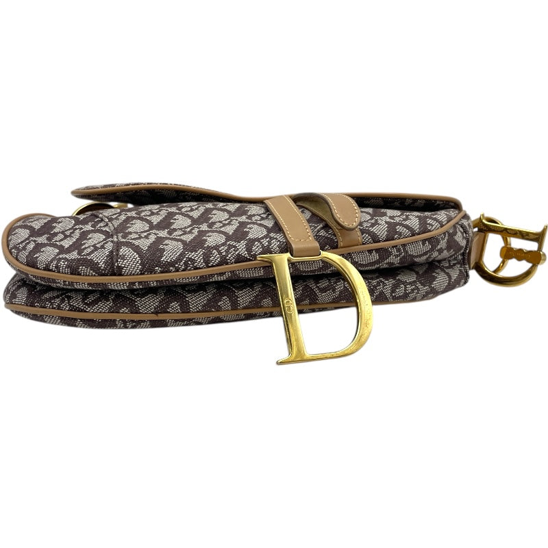 クリスチャン・ディオール Christian Dior トロッターサドルバッグ ブラウン GD金具 キャンバス レディース ハンドバッグ