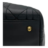 クリスチャン・ディオール Christian Dior ディディオール ミディアム ブラック ラムスキン・カナージュ レディース ハンドバッグ