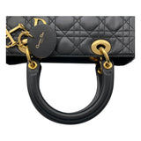 クリスチャン・ディオール Christian Dior ディディオール ミディアム ブラック ラムスキン・カナージュ レディース ハンドバッグ