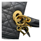 クリスチャン・ディオール Christian Dior ディディオール ミディアム ブラック ラムスキン・カナージュ レディース ハンドバッグ