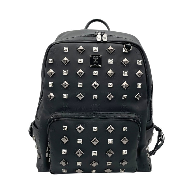 エム・シー・エム MCM スタッズ バックバック ブラック PVC メンズ リュック・デイパック