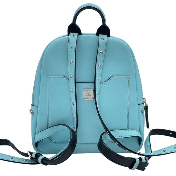 エム・シー・エム MCM スタッズバックバックミニ ライトブルー レザー レディース リュック・デイパック