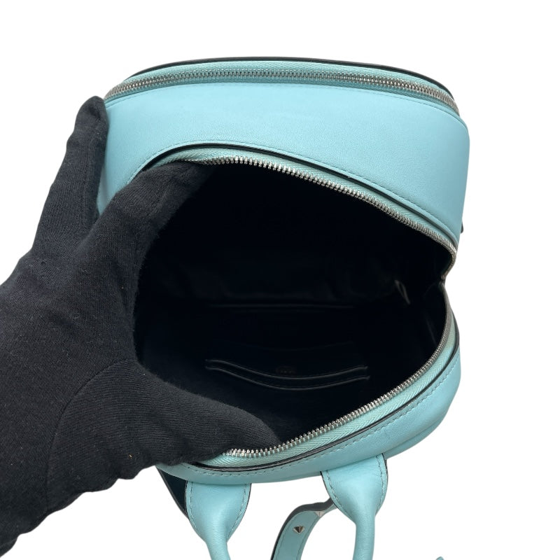 エム・シー・エム MCM スタッズバックバックミニ ライトブルー レザー レディース リュック・デイパック